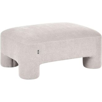 Beliani Ottoman Dark Beige Fabric Upholstery Plush Texture Cylindrical Legs Organic Style HOGBO