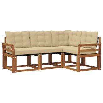 vidaXL Conjunto De Sof&aacute;s De Exterior Con Coj&iacute;n 4 Pcs Natural Y Beige Vidaxl