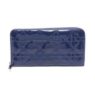 Dior Pre-owned Wallets, female, Blue, Size: ONE SIZE Pre-owned Lady Dior Patent Leather Long Wallet