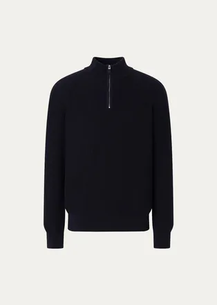 Ermenegildo Zegna Mens Cashmere Texture-Knit Quarter-Zip Sweater