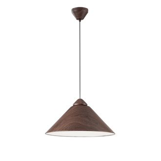 Luce-Ambiente-Design Bigbang Suspension with Cone Diffuser in Wood-Colored Metal