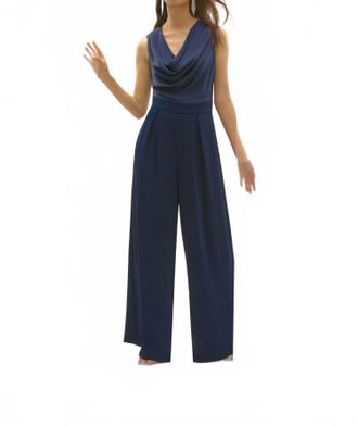 Joseph Ribkoff Cowl Neck Jumpsuit In Midnight Blue