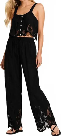 Vitamin A Wide Leg Flora Pants In Black Beachside Broderie