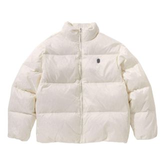 A Bathing Ape Lux Sport Pattern Jacquard Nylon Down Jacket Ivory 1K80-144-311-IVY