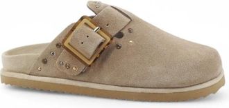 Colors Of California Sabot met twee gespen en studs - Dames - Slip ons - Beige - 39 EU - Leer - Schoenen