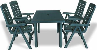 vidaXL Juego De Comedor De Jard&iacute;n 5 Piezas Pl&aacute;stico Verde Vidaxl