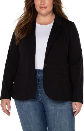 Liverpool L.A. Fitted One-Button Blazer in Black at Nordstrom, Size 1X