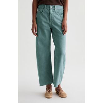 AG - Adriano Goldschmied Hattie Raw Hem High Waist Crop Barrel Jeans in Sunwashed Sulfur Jade at Nordstrom, Size 25