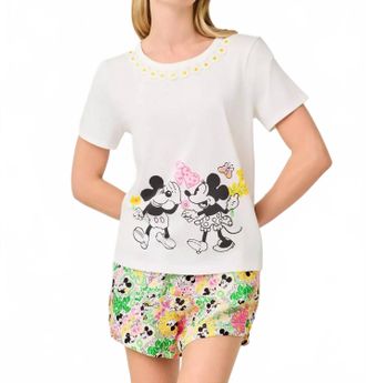 Lilly Pulitzer Clairmont Trimmed Knit Top In Multi Throwback Disney Graphic
