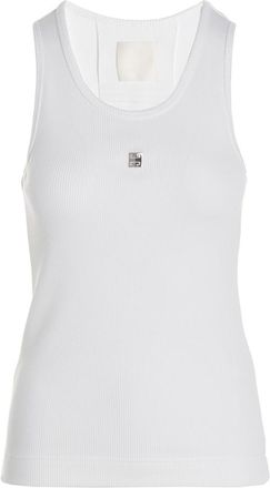Givenchy White Logo Scoop Neck Top