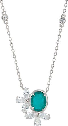 Savvy Cie Jewels Silver Cz Cluster Necklace