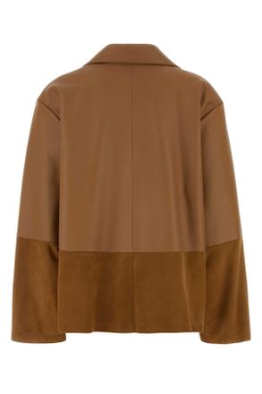 Loewe Womens Camel Leather And Suede Shirt Toffee Exterior: Lamb Ovine Camicie