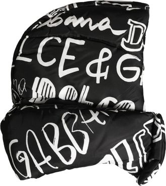 Dolce & Gabbana Black Logo Print Whole Head Wrap Capello Mens Hat