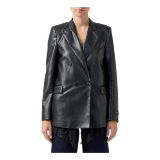 Ermanno Scervino Giacca doppiopetto ecopelle pizzo - - Jackets - Donna - Nero - M