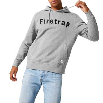 Firetrap Heren Grafische Fleece Hoodie (Grijze Mergel)
