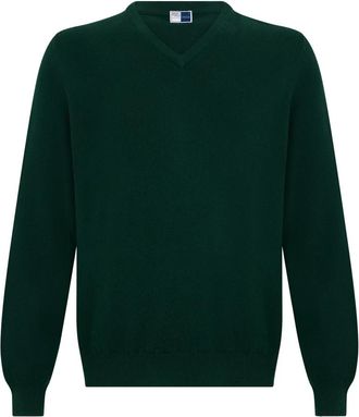 Fedeli V-hals Trui - Heren - V-hals truien - Groen - 3XL - Kasjmier - Truien & Vesten
