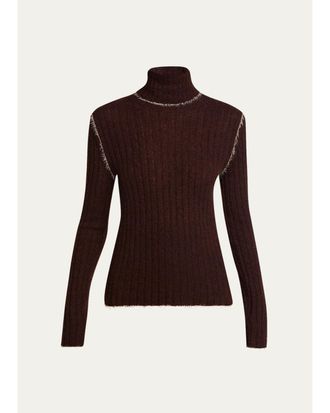 Moncler Wool-Blend Fringed Turtleneck Sweater