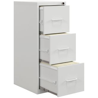 HOMCOM 3 Drawer Filing Cabinet With Adjustable Hanging Bar For A4 And Letter Size White - HOMCOM | TJ Hughes