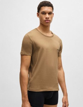 HUGO BOSS Mens BOSS Orange 3 Pack Classic Regular Fit Crew Neck Mens T-Shirts NOS - Beige/White/Black 265 - Brown - Size: 40