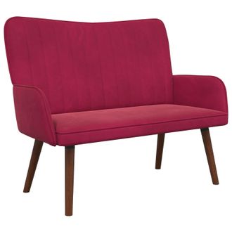 vidaXL Sof&aacute; De 2 Plazas Rojo Vino 115 X 61 X 87 Cm Terciopelo Vidaxl