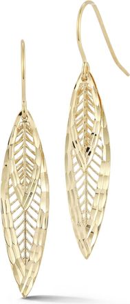 Ember Fine Jewelry 14K Gold Double Leaf Drop Earirngs