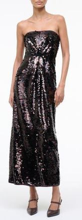 Staud Cece Sequin Strapless Maxi Dress in Espresso/Black at Nordstrom Rack, Size 10