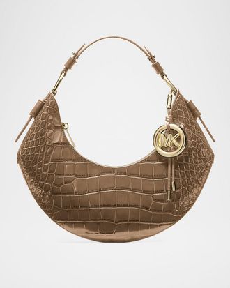 Michael Kors Koa Croc-Embossed Leather Shoulder Bag