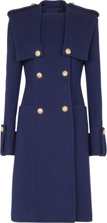 Balmain Wol en kasjmier trenchcoat met knopen - Dames - Trenchcoats - Blauw - 2XS - Wol - Jassen