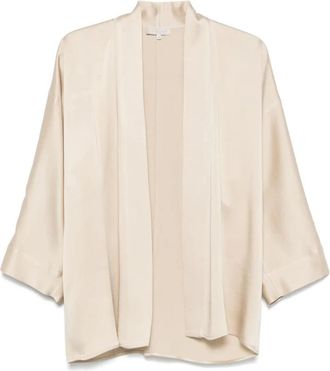 Antonelli Beige V-hals Blouse Acetaat Viscose - Dames - Blouses - Beige - M - Overhemden
