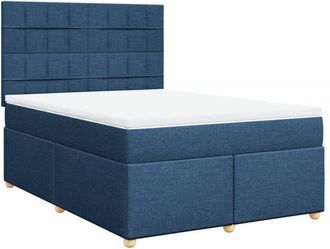 vidaXL Cama Box Spring Con Colch&oacute;n Tela Azul 140x200 Cm Vidaxl