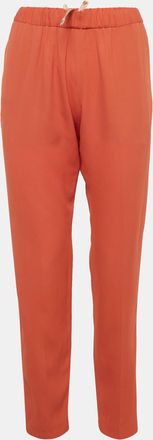 Dries Van Noten Burnt Orange Crepe Formal Trousers