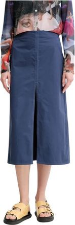 Sunnei Lange Split Rok - Dames - Midirokken - Blauw - L - Katoen - Rokken