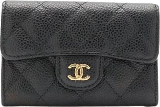 Chanel Pre-owned Classic Flap Leather Card Case - Dames - Vintage Accessoires - Zwart - ONE Size - Leer - Vintage