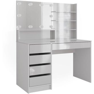 Vicco Tocador Sherry, Blanco, 145 cm con iluminación led y estante con espejo