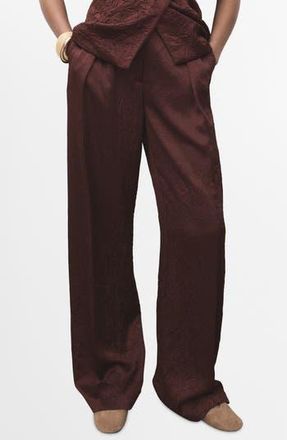 Mango Crinkled Effect Straight Leg Pants in Chocolate at Nordstrom Rack, Size 6