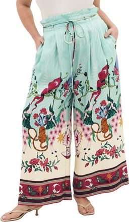 City Chic Athena Mixed Print Wide Leg Pants in Hero Dreamscape at Nordstrom