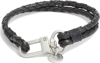 Caputo & Co. Craftman Braided Leather Bracelet in Black at Nordstrom