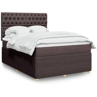 vidaXL Vidaxl - Cama Box Spring Con Colch&oacute;n Tela Marr&oacute;n Oscuro 140x200 Cm