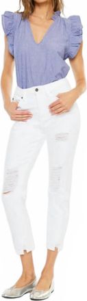 Kancan High Rise Distressed Slim Straight Jean In White