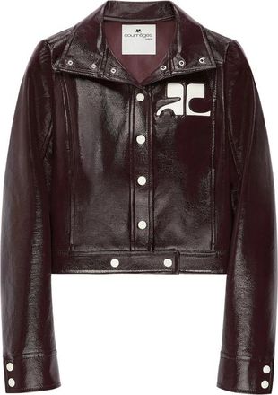 Courr&egrave;ges Vinyl-effect Logo-plaque Cropped Jacket