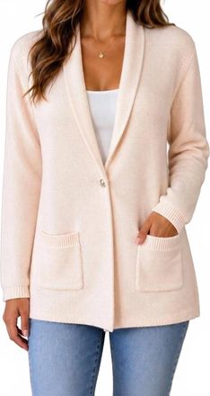 Elie Tahari Long Sleeves With Ribbed Trimmed Cardigan In Pink Crepe