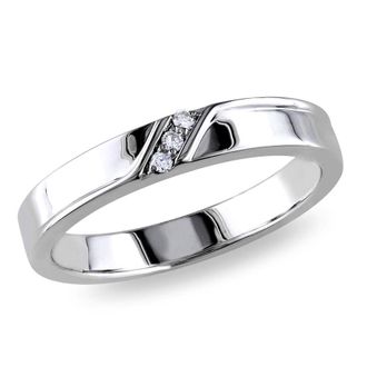 Amour Diamond 3-sTone Mens Ring In Sterling Silver