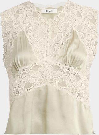 Chloé Lace Silk Sleeveless Top