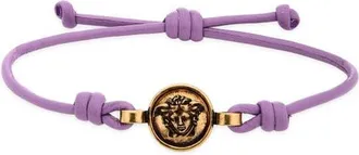 Versace Mens Leather Slide Bracelet in Lilac Gold 82 at Nordstrom