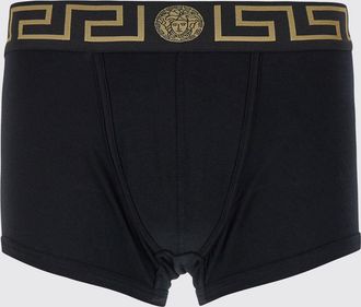 Versace Boxer in cotone stretch con stampa Greca e logo Medusa