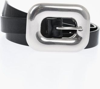 Bottega Veneta Leather Slim Fit Belt with Maxi Buckle 20mm size 70