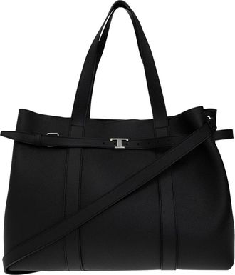Tod's Leren Tote Bag Met Logo - Heren - Shoppers - Zwart - ONE Size - Leer - Tassen