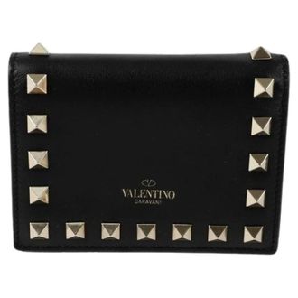 Valentino Pre-owned Wallets, female, Black, Size: ONE SIZE Pre-owned Rockstud Bi-Fold Wallet