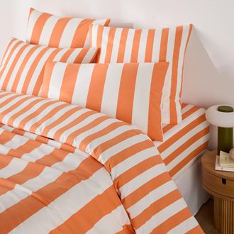 La Redoute Interieurs Dekbedovertrek in katoen, streepjesprint, HENDAYE ORANGE