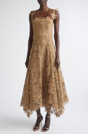 Oscar De La Renta Dominican Republic Toile Guipure Lace Cocktail Dress in Biscuit at Nordstrom, Size 10